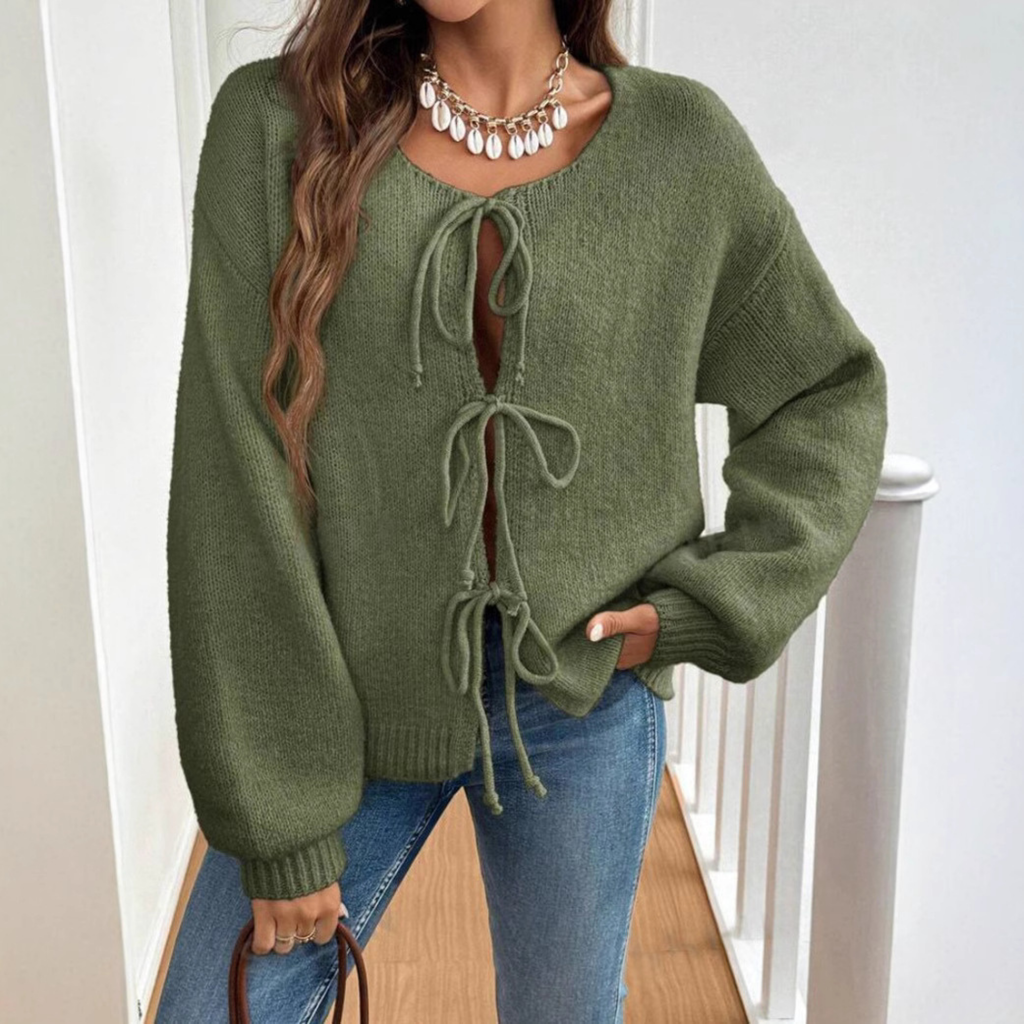 ADRIENNE™ - Chic Långärmad Rundhalsad Knytkofta
