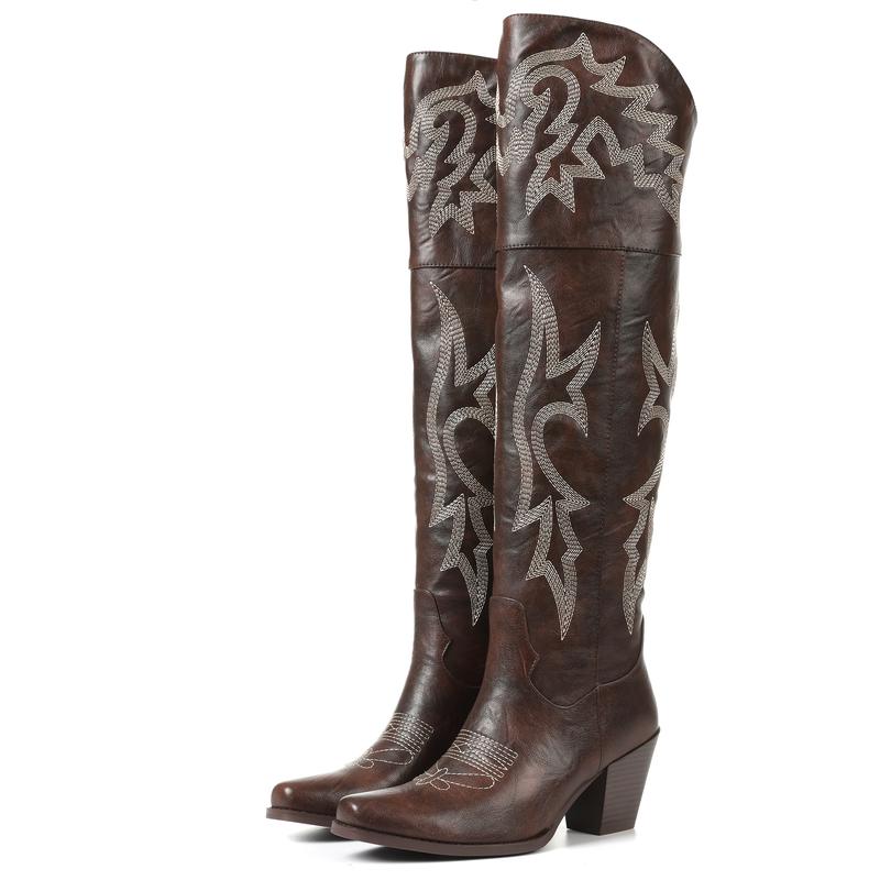 CHEYENNE™ – Klassiska Över-knä-cowboystövlar