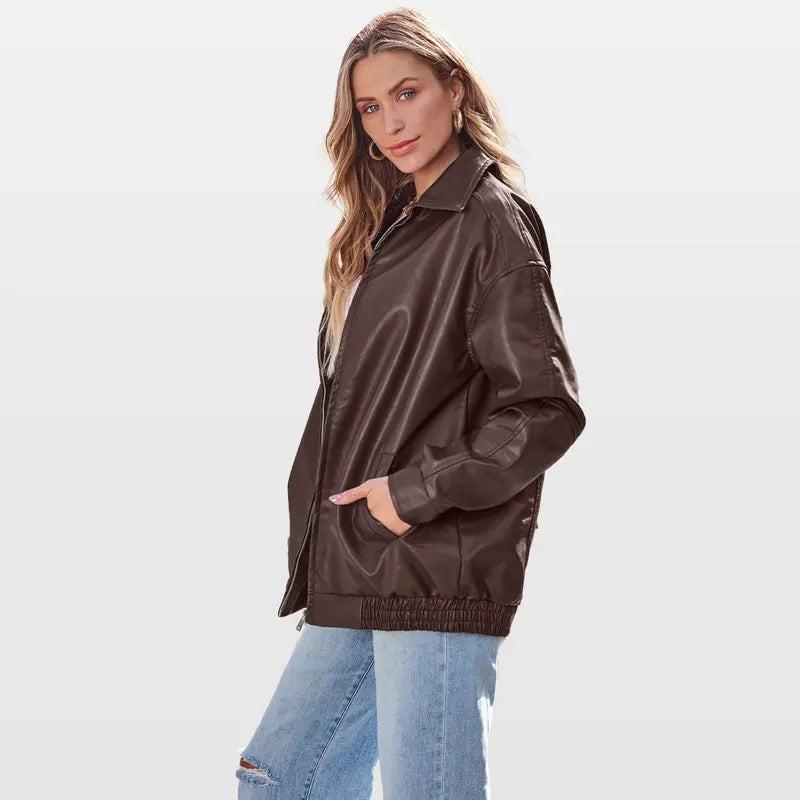 ANNETTE™ – Modern oversize bikerjacka med vintagekänsla