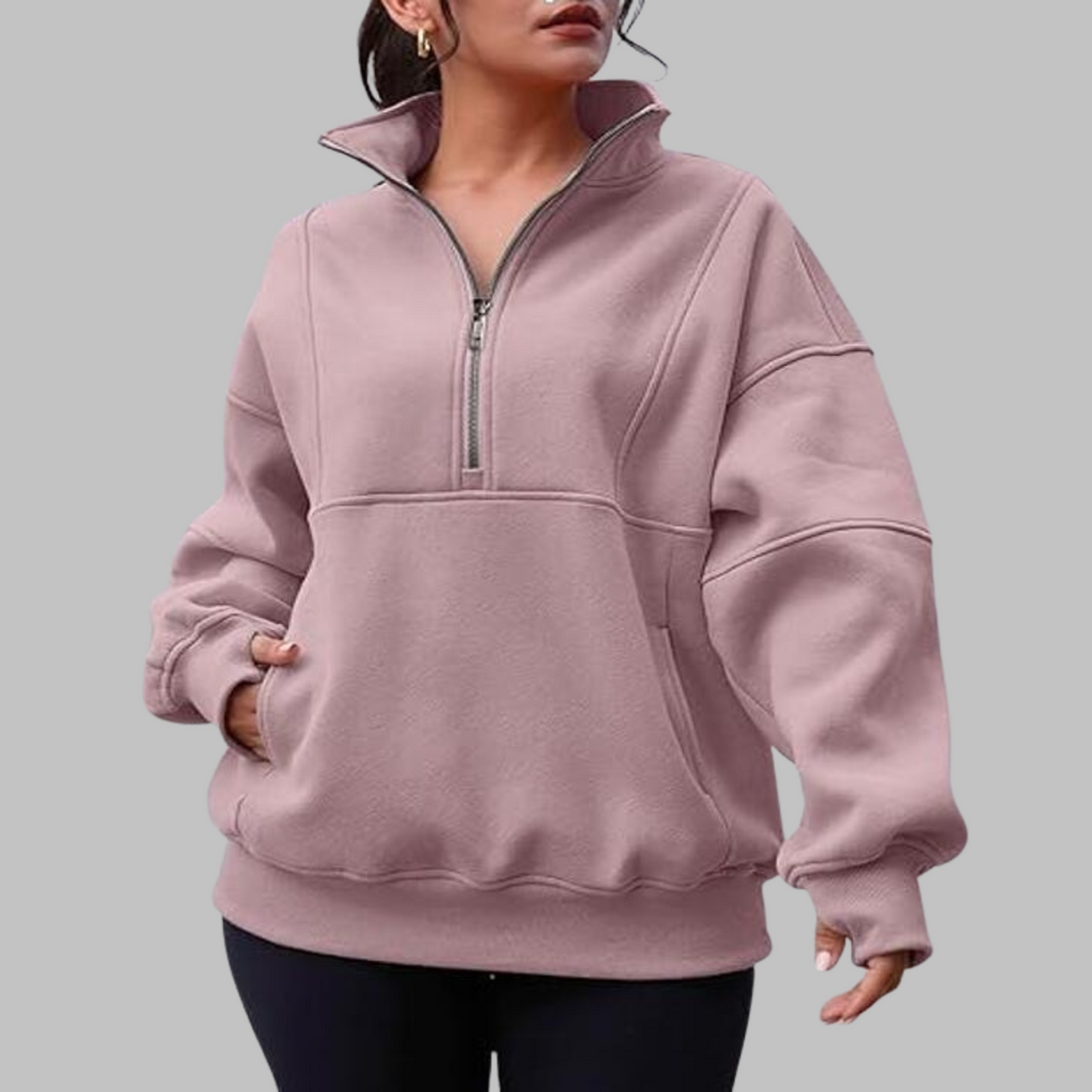 PSALM™ - Bekväm Kragad Halvdragkedja Översized Långärmad Sweatshirt