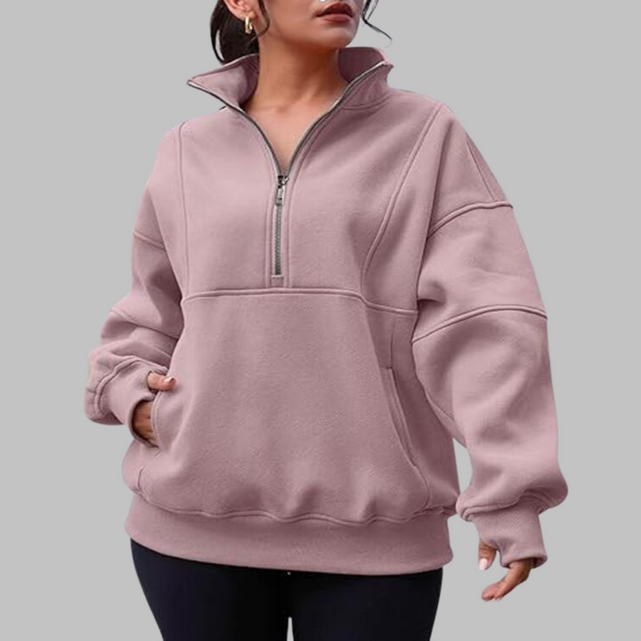 PSALM™ - Bekväm Kragad Halvdragkedja Översized Långärmad Sweatshirt