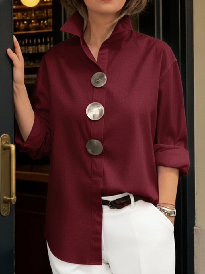 Rosaline | Statement-blus med Knappar och Ståkrage