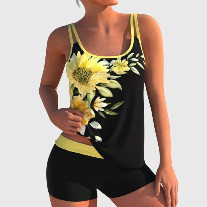 Flor – Floral tankini with shorts, flat tummy effect
