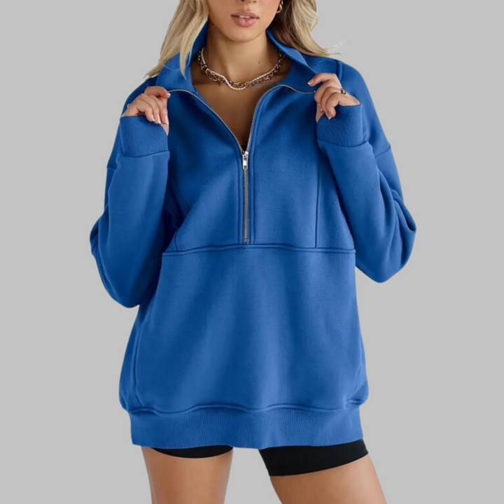 PSALM™ - Bekväm Kragad Halvdragkedja Översized Långärmad Sweatshirt