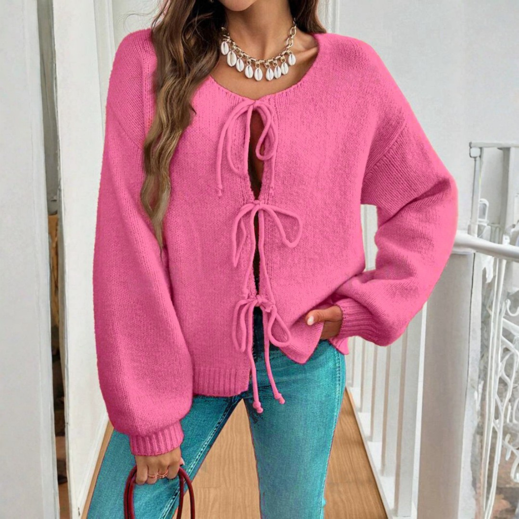 ADRIENNE™ - Chic Långärmad Rundhalsad Knytkofta