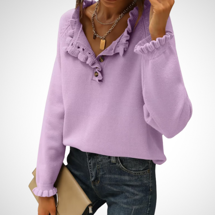 WYNN™ - Chic Långärmad Pullover med Halvknappar