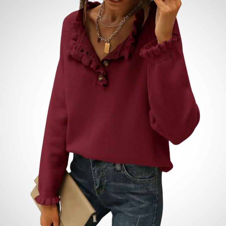 WYNN™ - Chic Långärmad Pullover med Halvknappar
