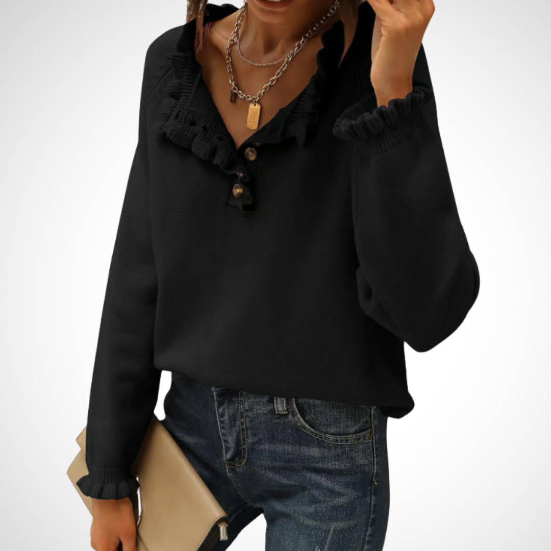 WYNN™ - Chic Långärmad Pullover med Halvknappar