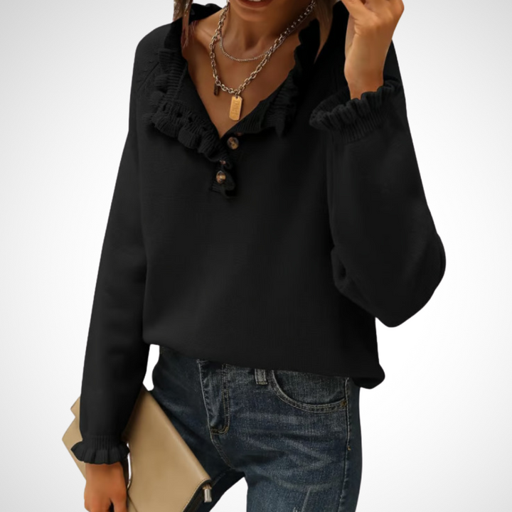 WYNN™ - Chic Långärmad Pullover med Halvknappar