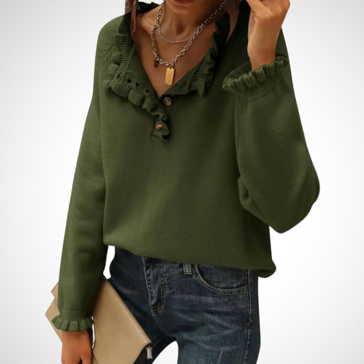 WYNN™ - Chic Långärmad Pullover med Halvknappar