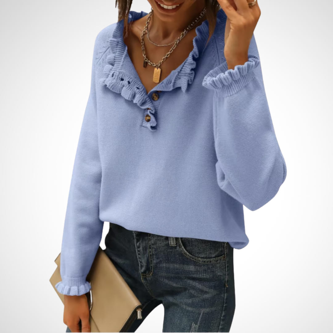 WYNN™ - Chic Långärmad Pullover med Halvknappar