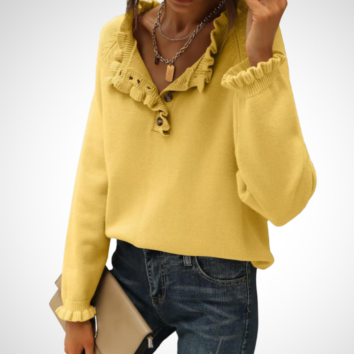 WYNN™ - Chic Långärmad Pullover med Halvknappar