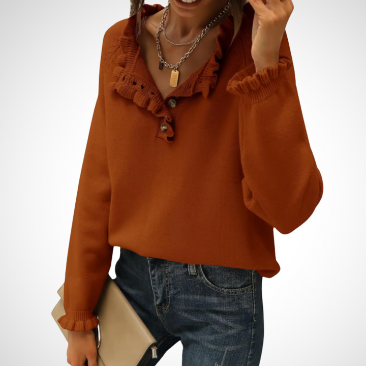 WYNN™ - Chic Långärmad Pullover med Halvknappar