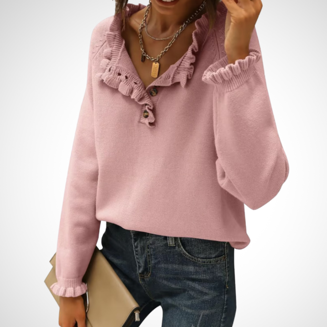 WYNN™ - Chic Långärmad Pullover med Halvknappar