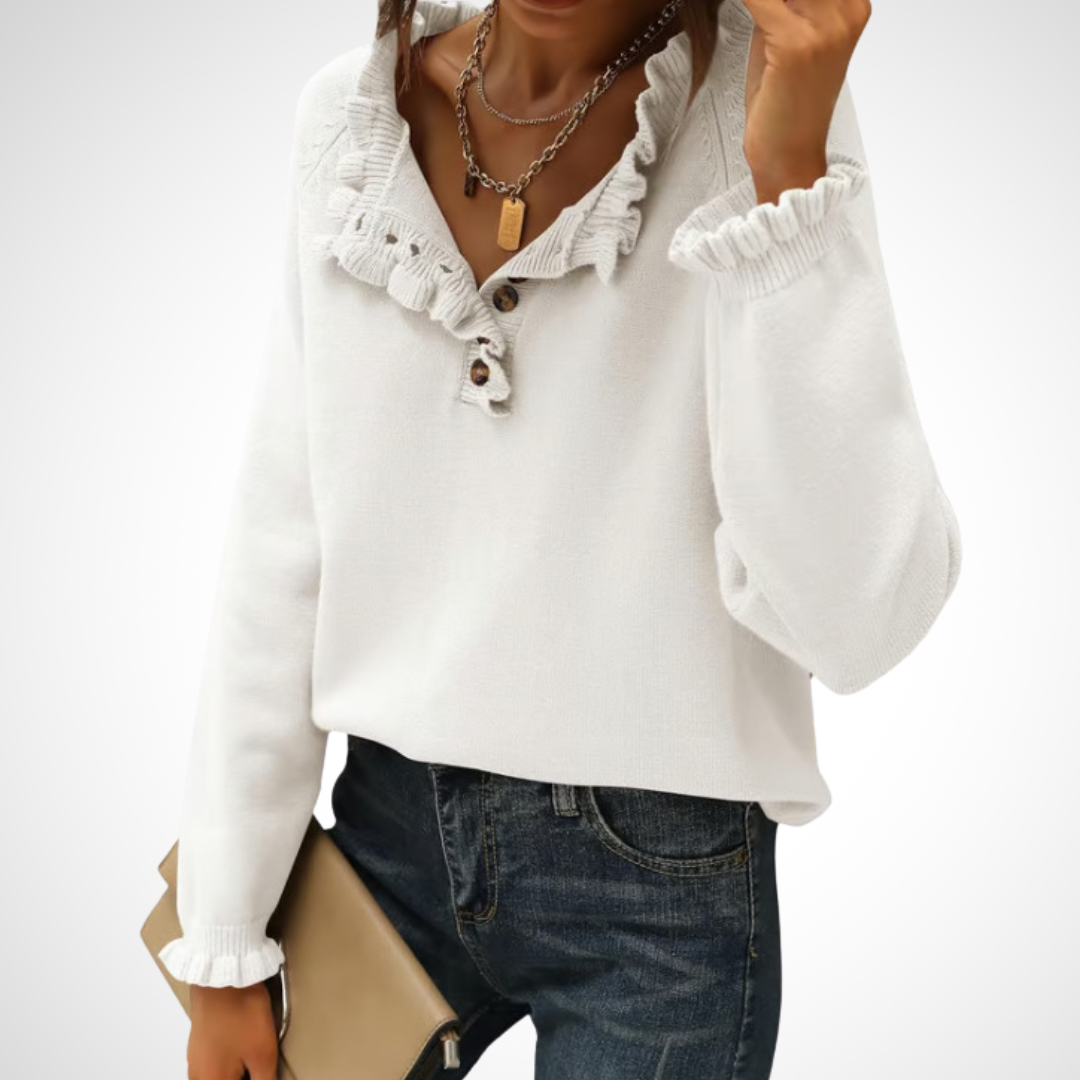 WYNN™ - Chic Långärmad Pullover med Halvknappar
