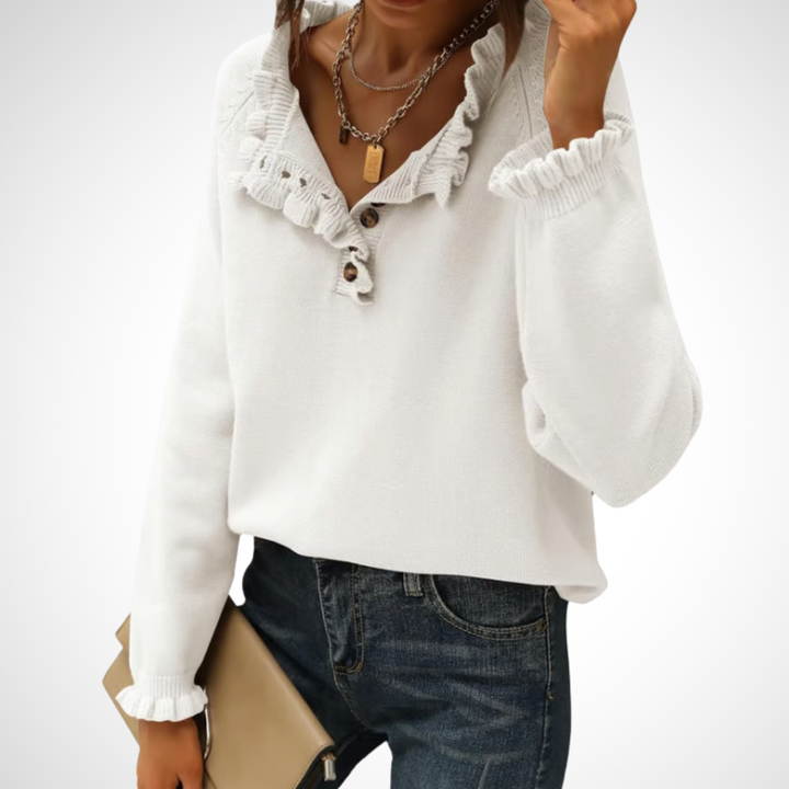WYNN™ - Chic Långärmad Pullover med Halvknappar