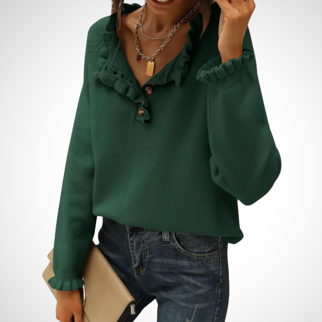 WYNN™ - Chic Långärmad Pullover med Halvknappar