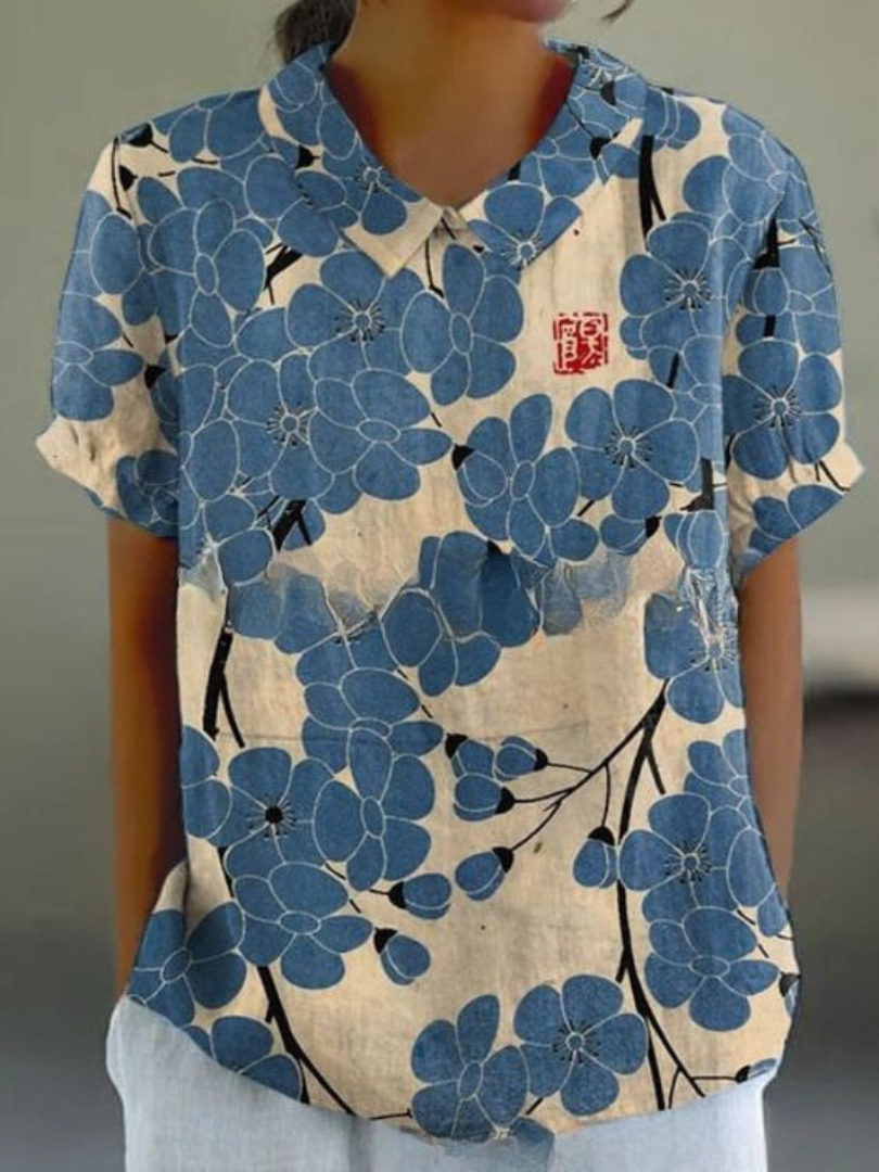 MARLENE™ – Vintagemönstrad Skjorta