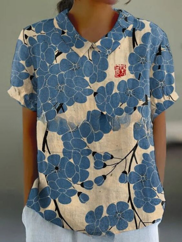 MARLENE™ – Vintagemönstrad Skjorta