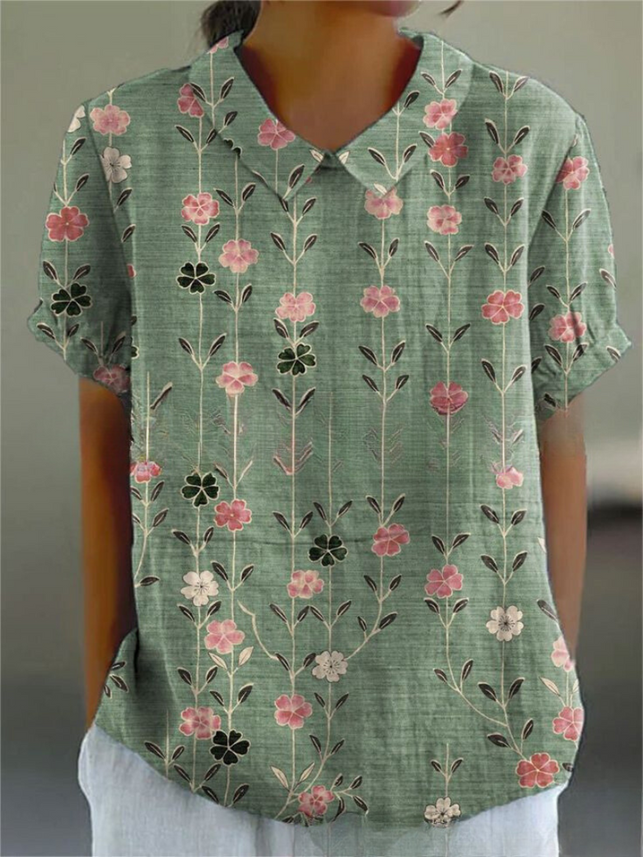 MARLENE™ – Vintagemönstrad Skjorta