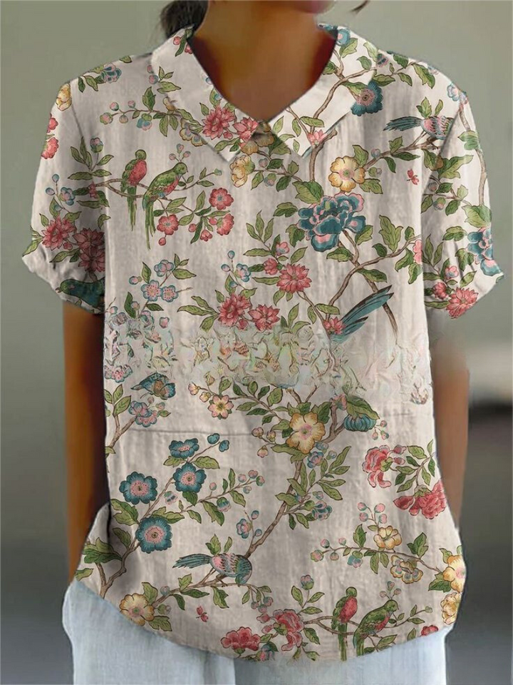 MARLENE™ – Vintagemönstrad Skjorta
