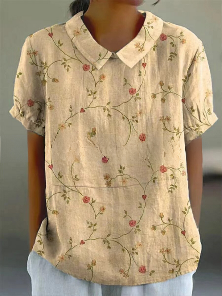 MARLENE™ – Vintagemönstrad Skjorta