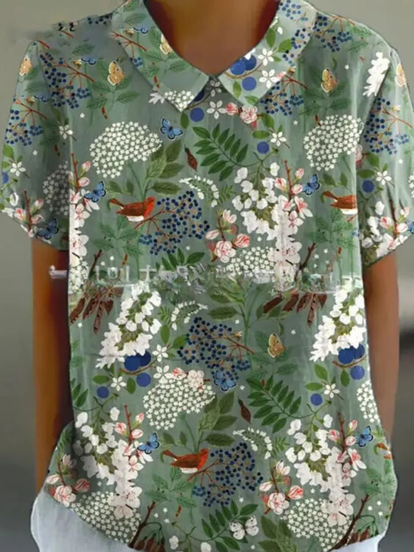 MARLENE™ – Vintagemönstrad Skjorta