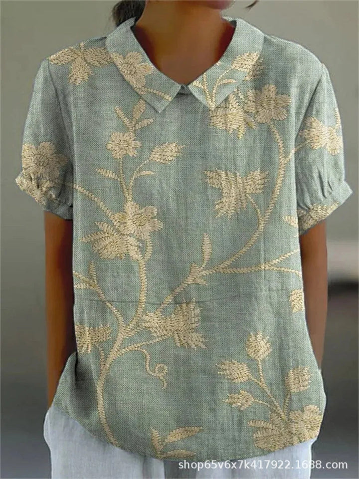 MARLENE™ – Vintagemönstrad Skjorta