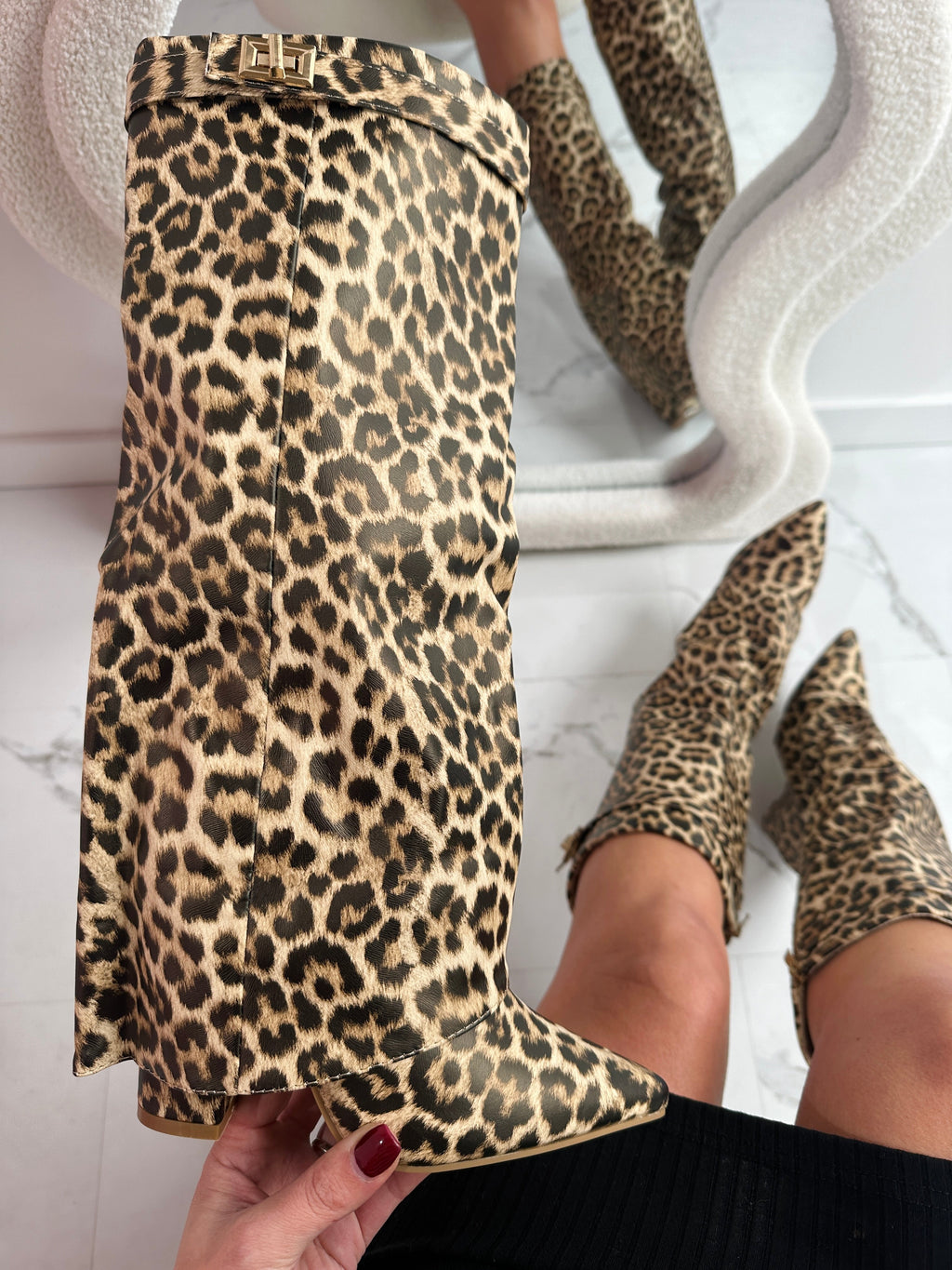FELINA™ - Leopardläderstövlar