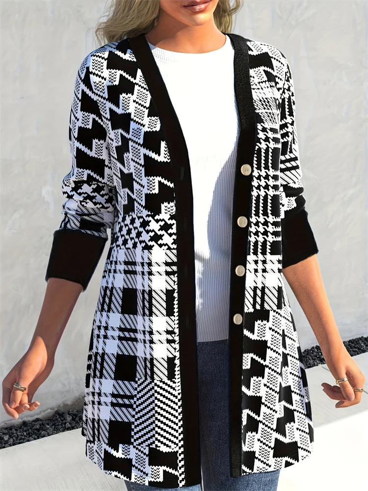 LEONA™ | Slät Geometrisk-Print Kofta