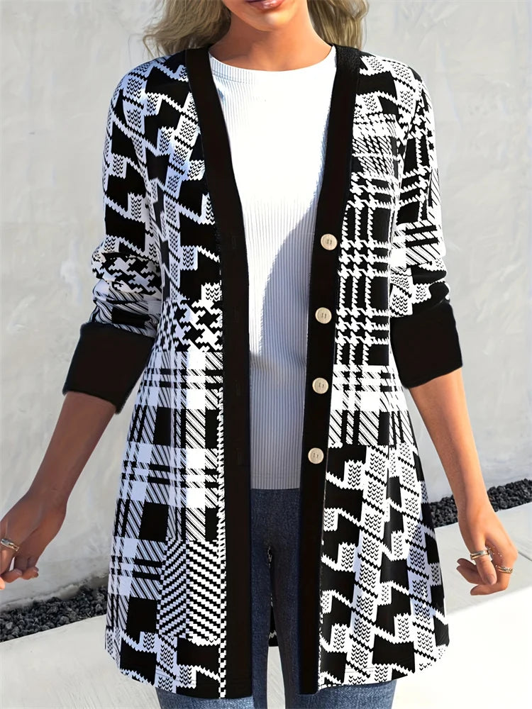LEONA™ | Slät Geometrisk-Print Kofta