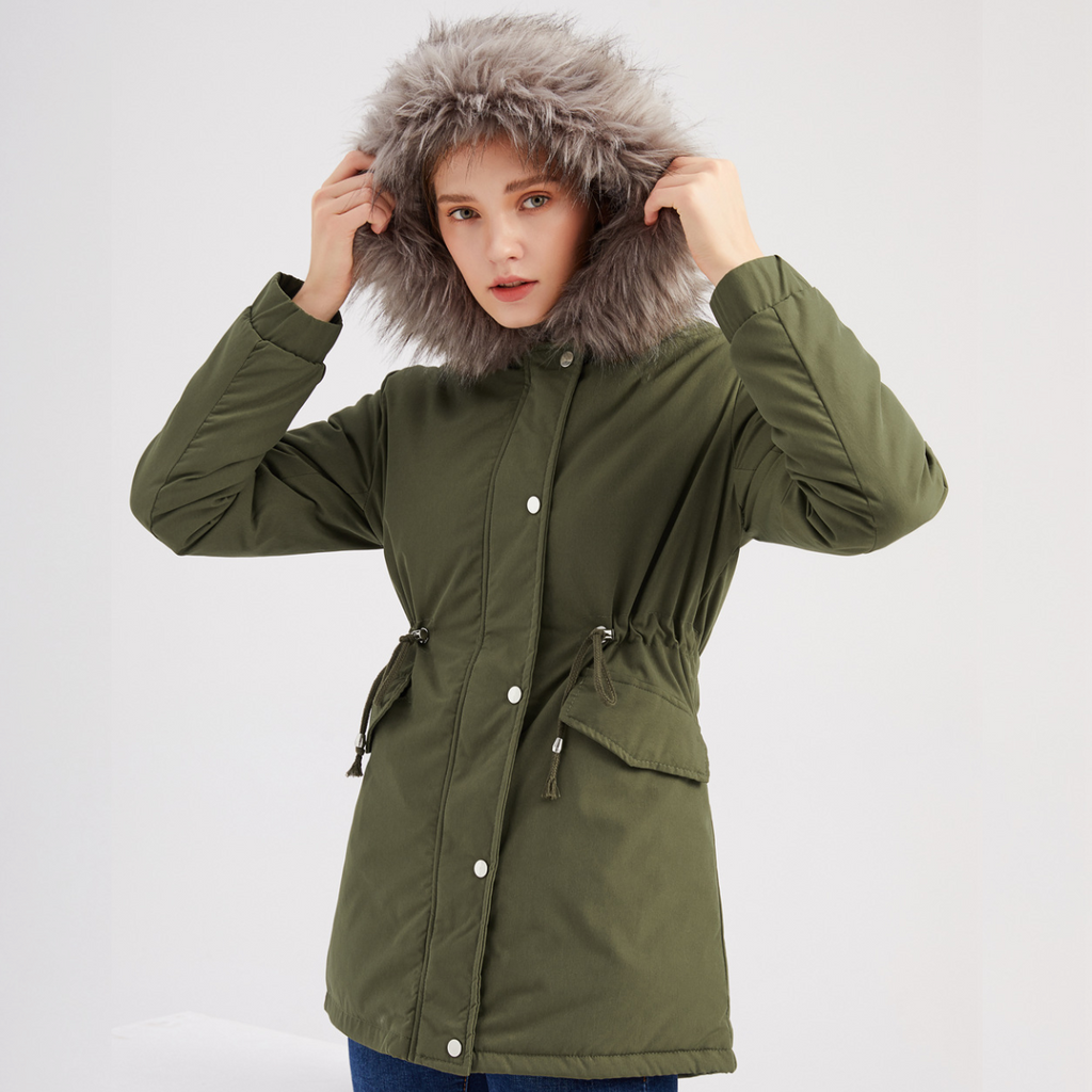 MARINA™ | Varm Parkas med Sammetskant