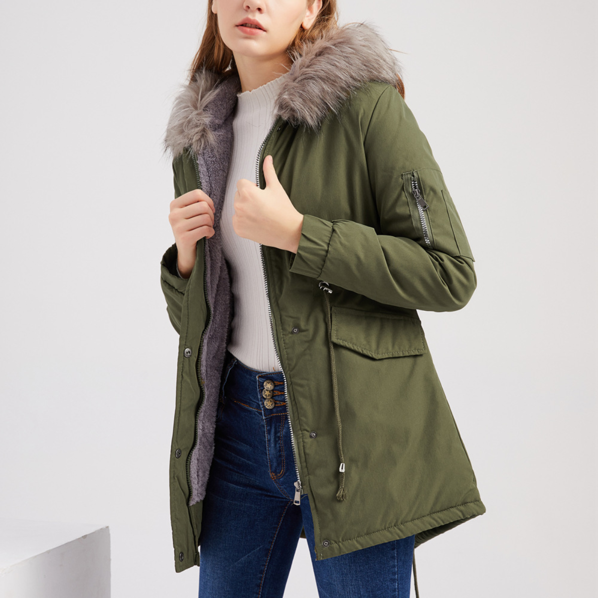 MARINA™ | Varm Parkas med Sammetskant