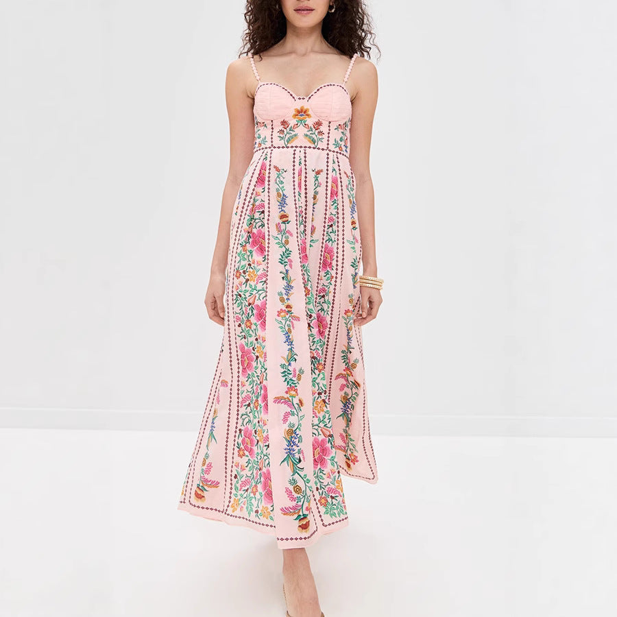 IDONNA™ – Elegant Ärmlös Sommarblommig Camimaxiklänning