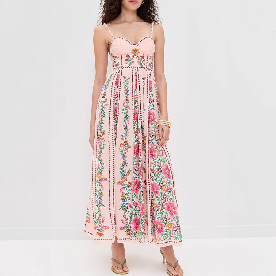 IDONNA™ – Elegant Ärmlös Sommarblommig Camimaxiklänning