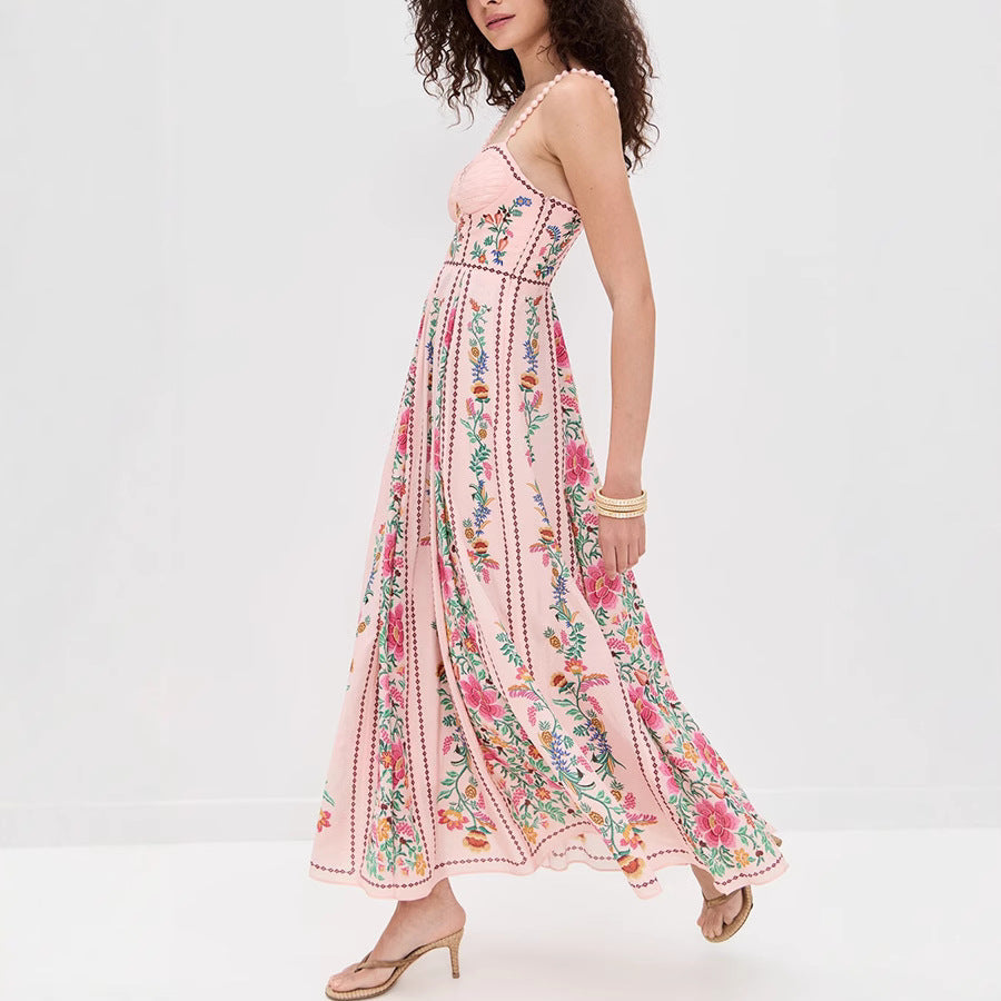 IDONNA™ – Elegant Ärmlös Sommarblommig Camimaxiklänning