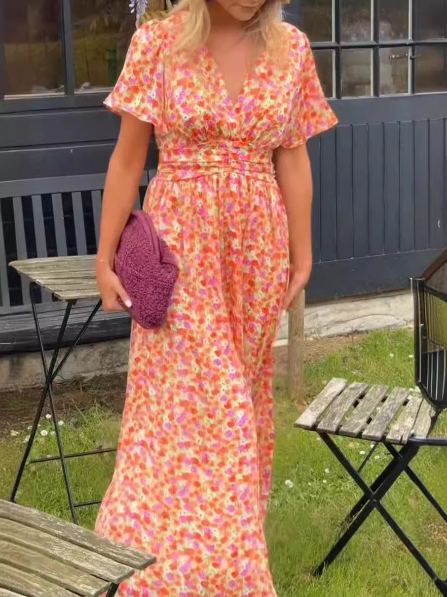 Élina – Lång Blommig Klänning