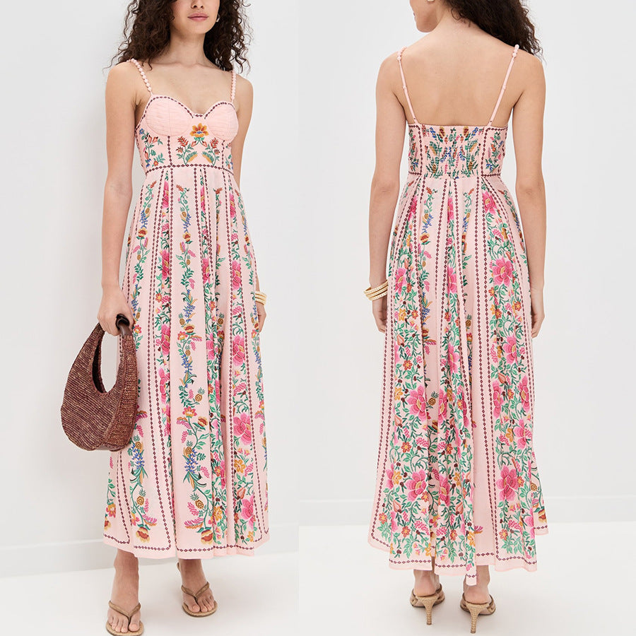 IDONNA™ – Elegant Ärmlös Sommarblommig Camimaxiklänning