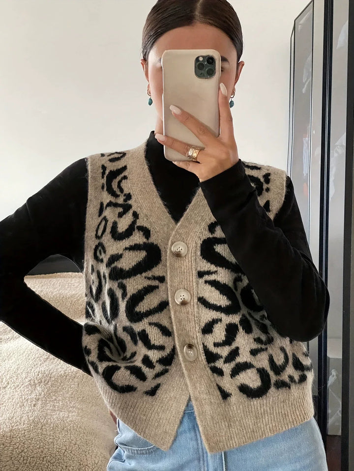 JADE™ - Mysig Leopardmönstrad Tröjväst för Alla Årstider