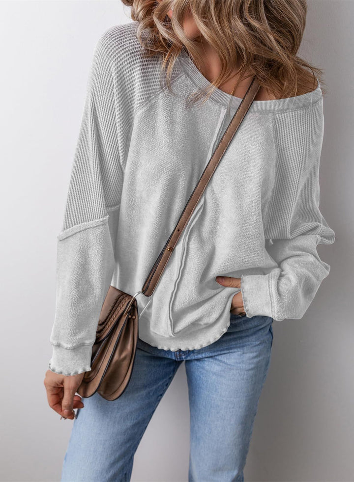 PRECIOUS™ - Avslappnad Rundhalsad Långärmad Sweatshirt
