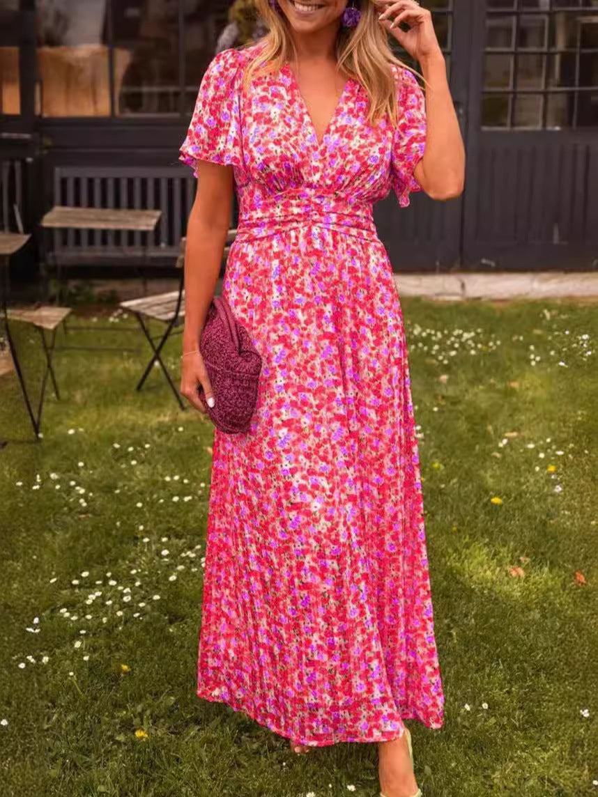 Élina – Lång Blommig Klänning