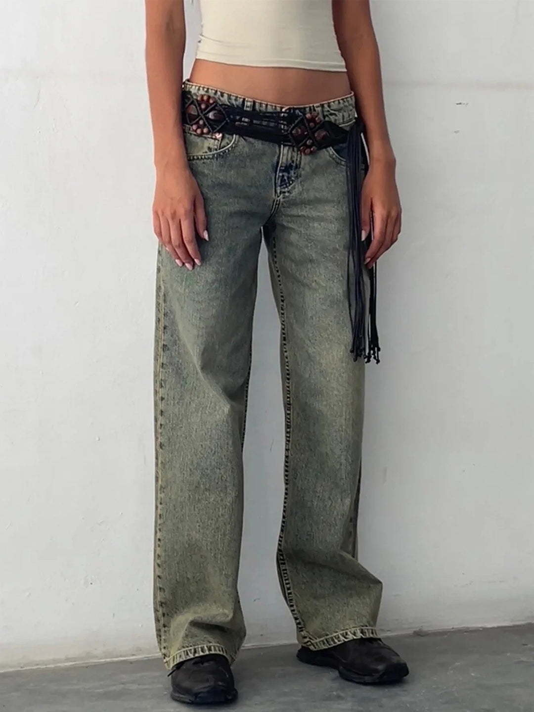 SYLVAINE™ – Vintage Avslappnade Baggy Jeans