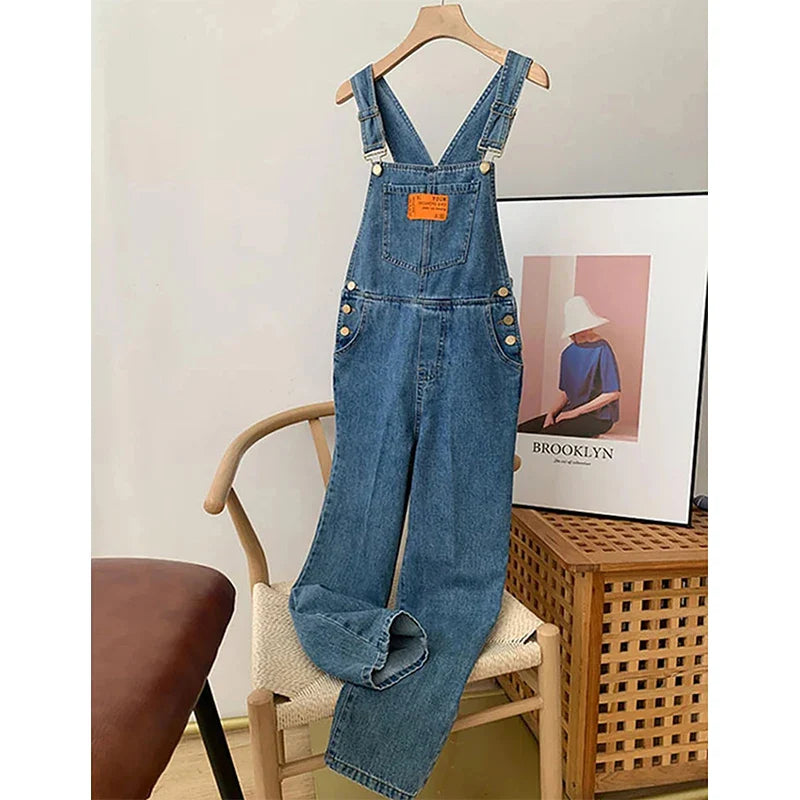 Harper | Raka Ben Denim Hängselbyxa