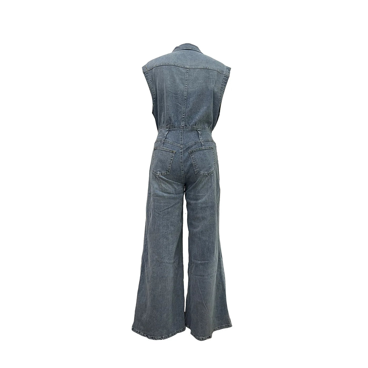 Stella | Åtsnrörd Midja Vida Ben Denimjumpsuit