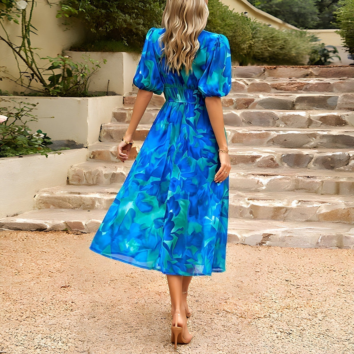 ANNELIE™ – Dagdröm Blommig Midiklänning