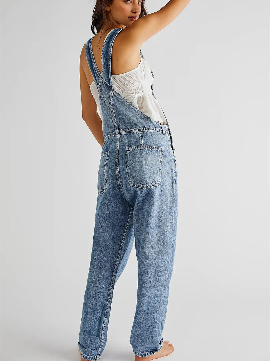 Riley | Klassisk Hakläpp Denim Hängselbyxa