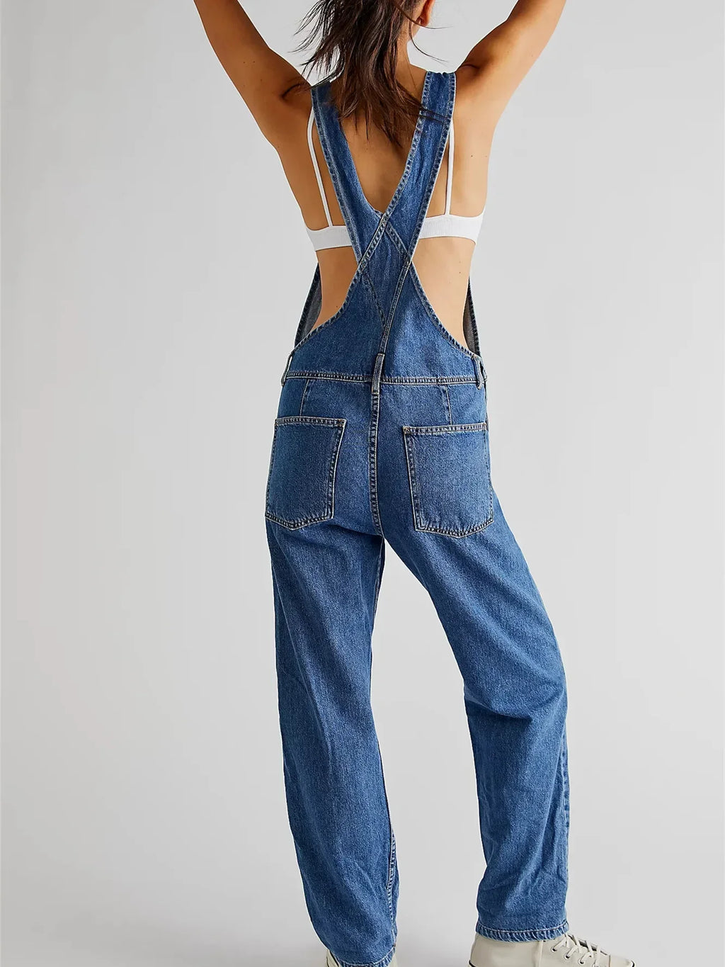 Riley | Klassisk Hakläpp Denim Hängselbyxa