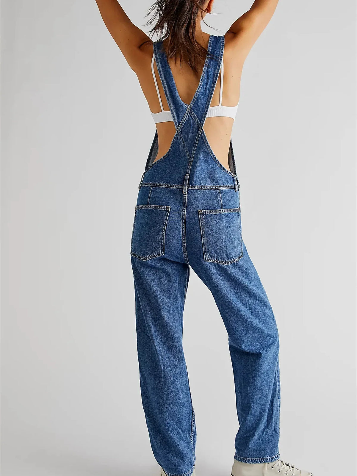 Riley | Klassisk Hakläpp Denim Hängselbyxa