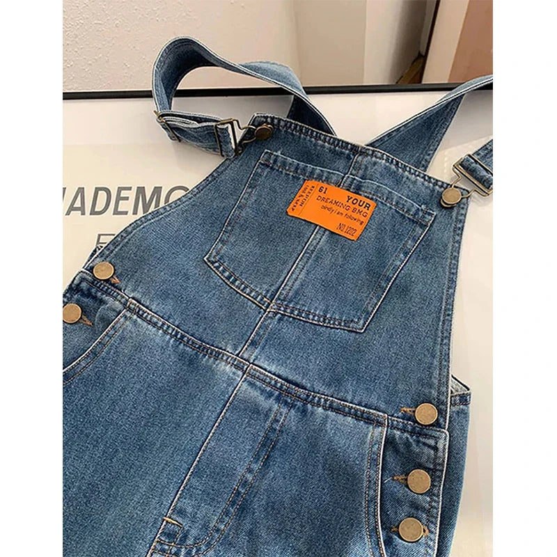 Harper | Raka Ben Denim Hängselbyxa