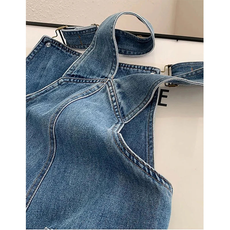 Harper | Raka Ben Denim Hängselbyxa